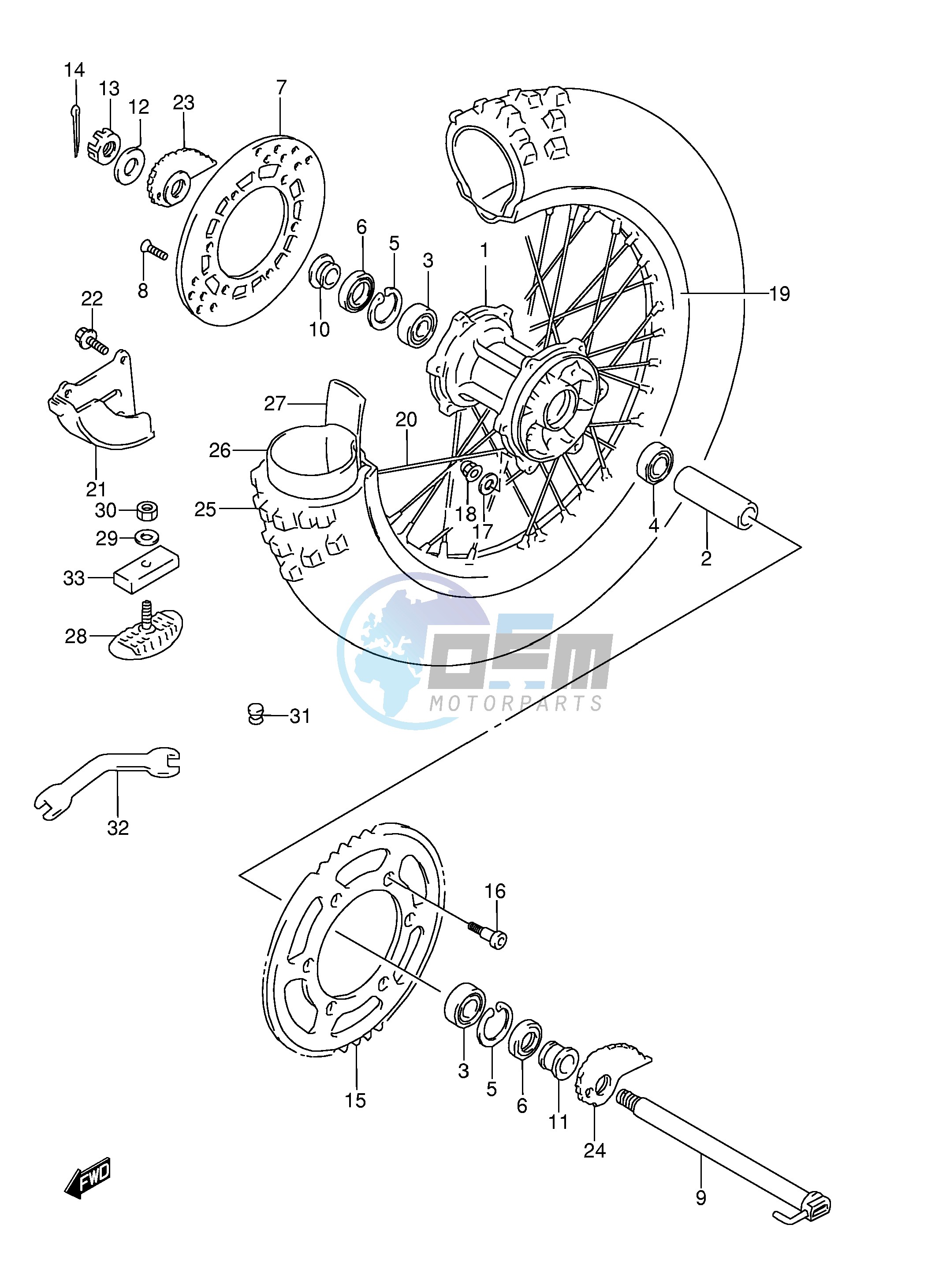 REAR WHEEL (MODEL K L M)