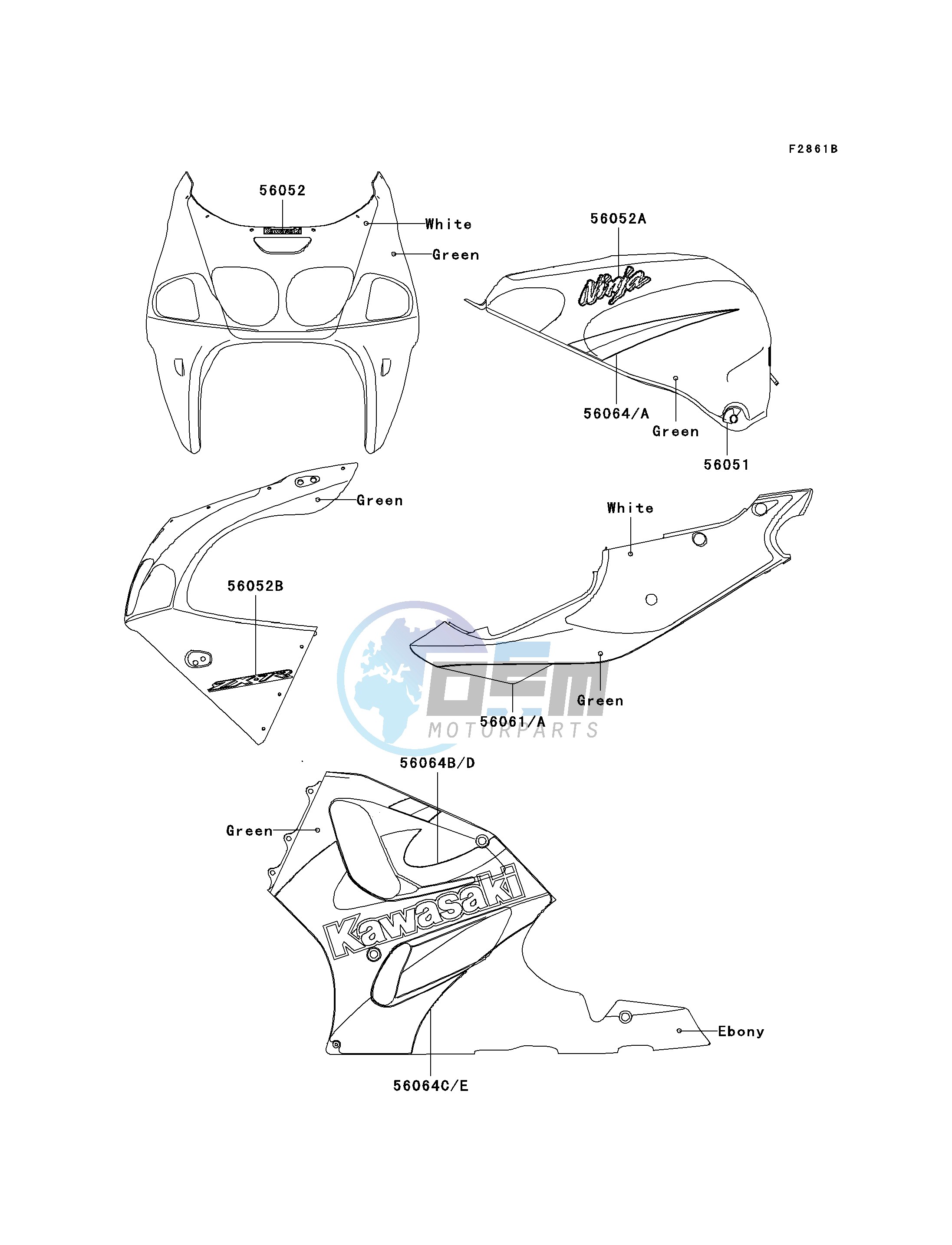 DECALS-- GREEN- --- ZX750-P6- -