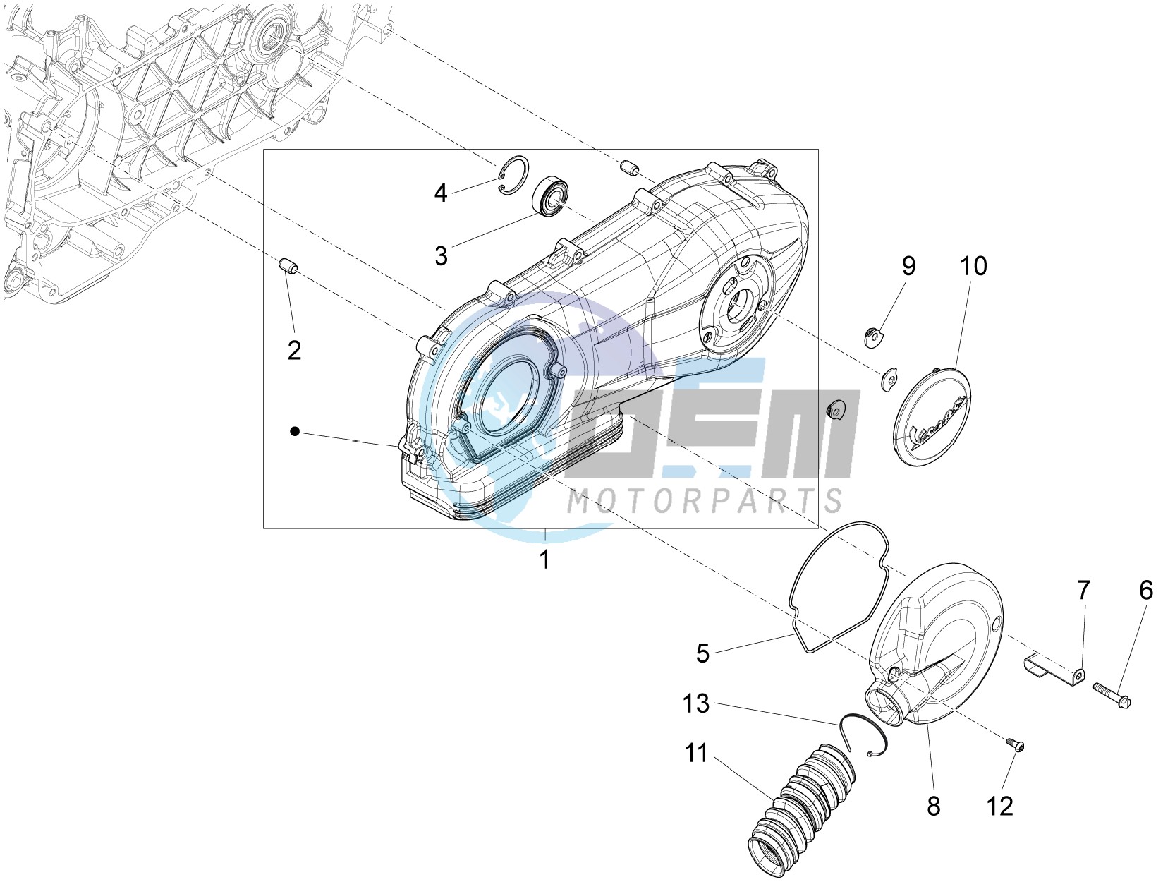 Crankcase cover and cooling