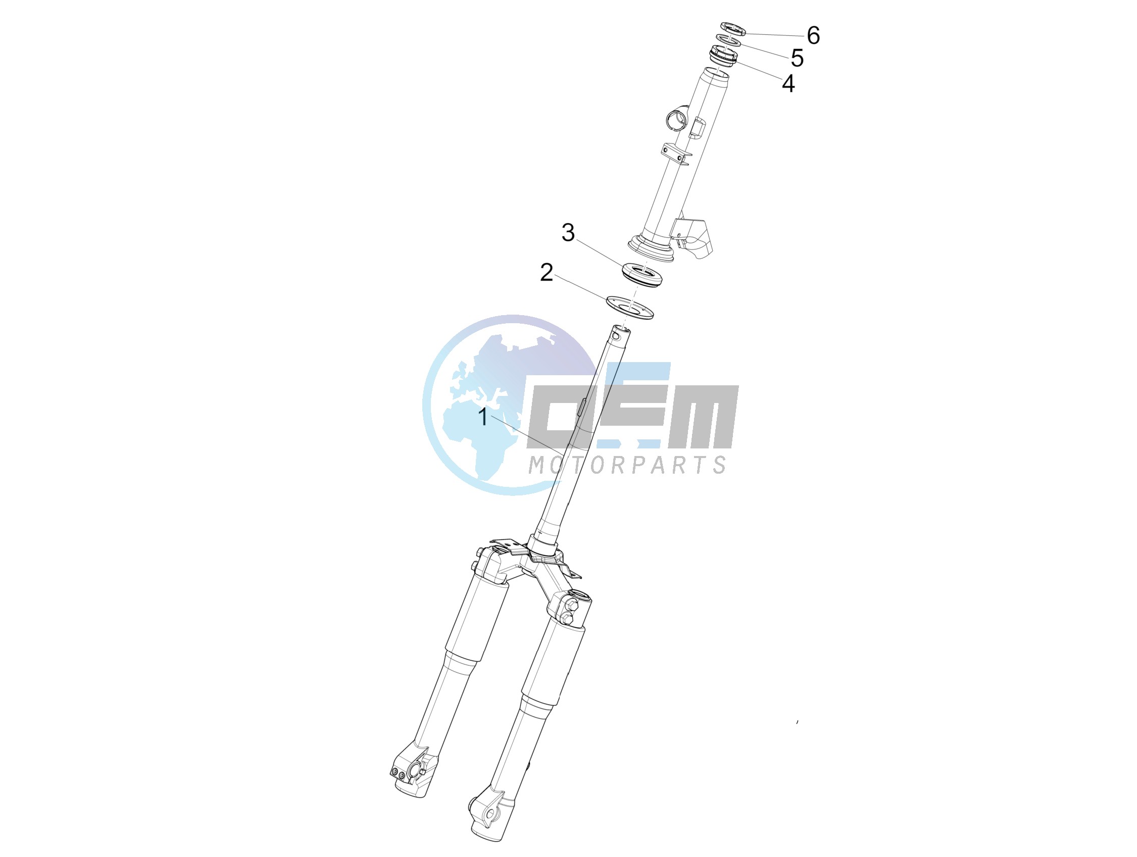 Fork steering tube - Steering bearing unit