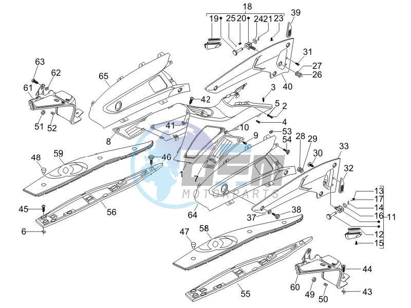 Central cover - Footrests