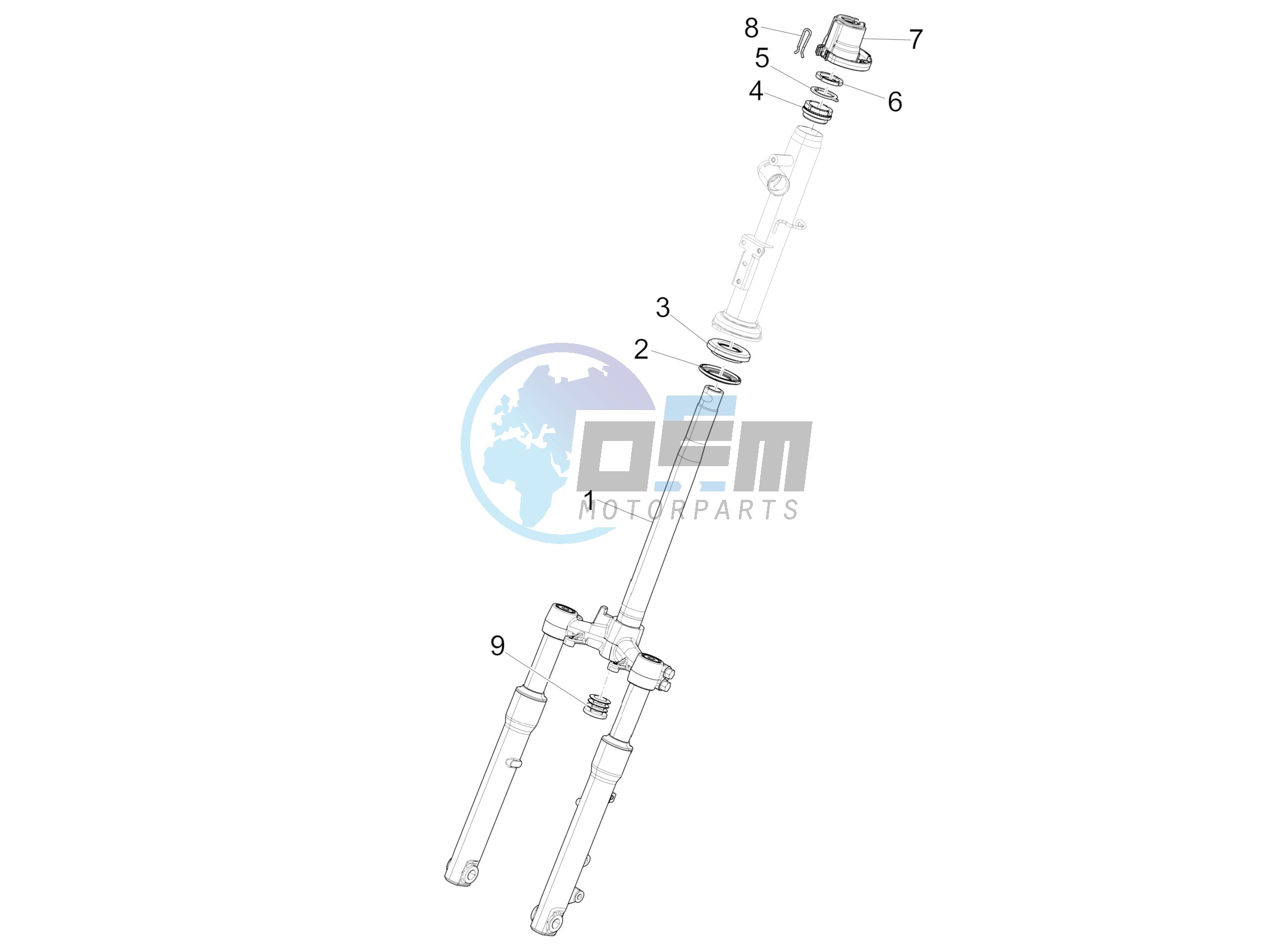 Fork/steering tube - Steering bearing unit