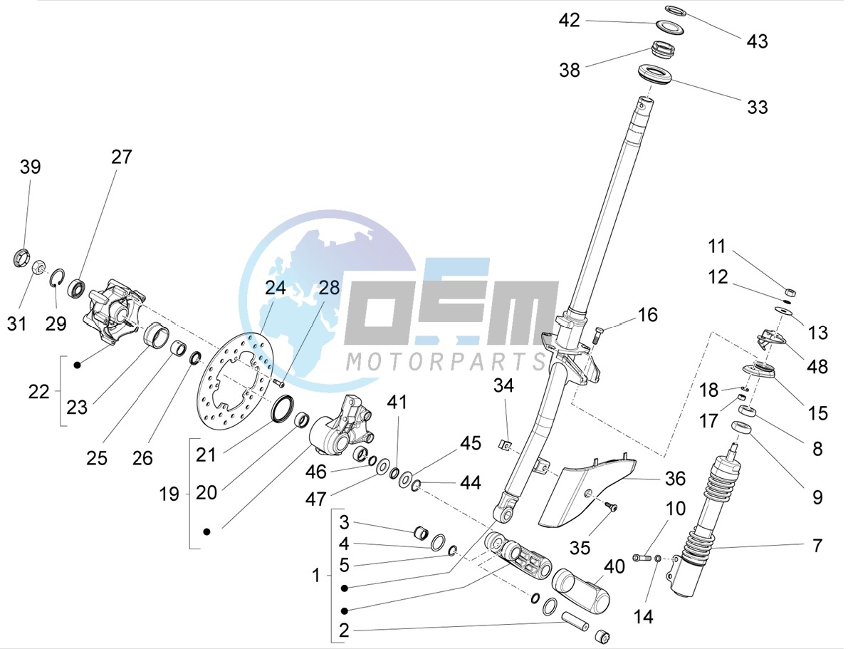 Fork/steering tube - Steering bearing unit