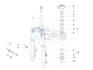 X10 125 4t 4v ie e3 drawing Fork steering tube - Steering bearing unit