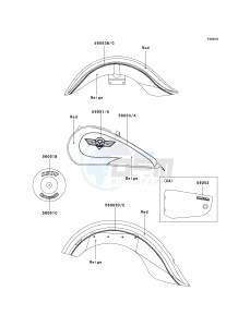 VN 1500 E [VULCAN 1500 CLASSIC] (E2-E6) [VULCAN 1500 CLASSIC] drawing DECALS-- RED_BEIGE- --- VN1500-E4- -