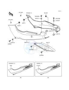 EX 500 D [NINJA 500] (D1-D5) [NINJA 500] drawing SIDE COVERS_CHAIN COVER-- EX500-D1- -