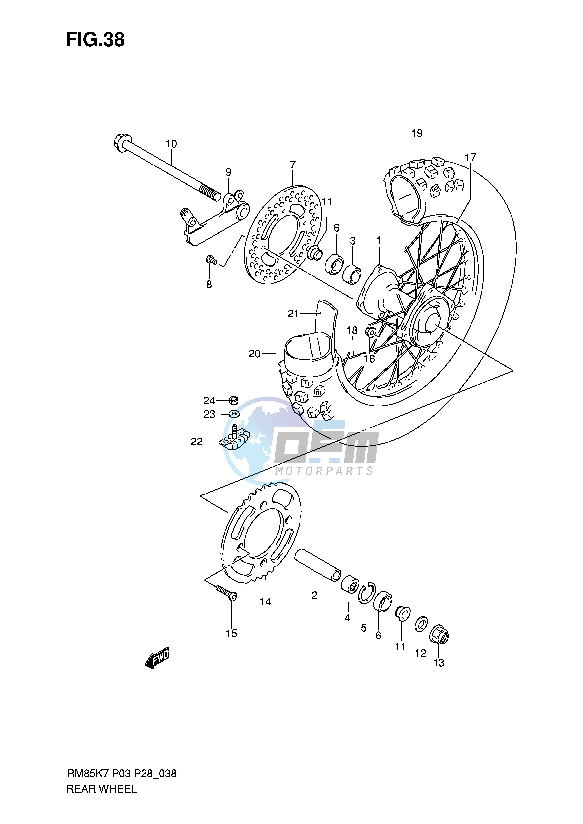 REAR WHEEL (RM85K7 K8 K9 L0)