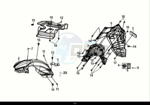 ORBIT III 125 (XE12W2-EU) (E5) (M1) drawing REAR FENDER - REAR INNER FENDER