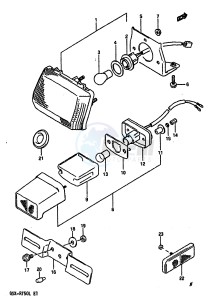 GSX-R750 (J-K-L) drawing TAIL LAMP-LICENSE LAMP