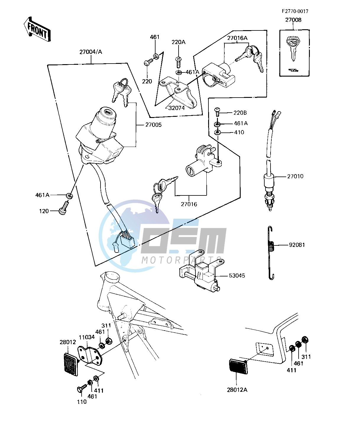 IGNITION SWITCH_LOCKS_REFLECTORS -- 81 -82 KZ750-E2_E3- -