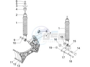 Runner 125 VX 4t e3 (UK) UK drawing Rear suspension - Shock absorbers