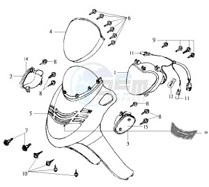 JOYRIDE 200 drawing HEADLAMP CPL  / FR PLATE