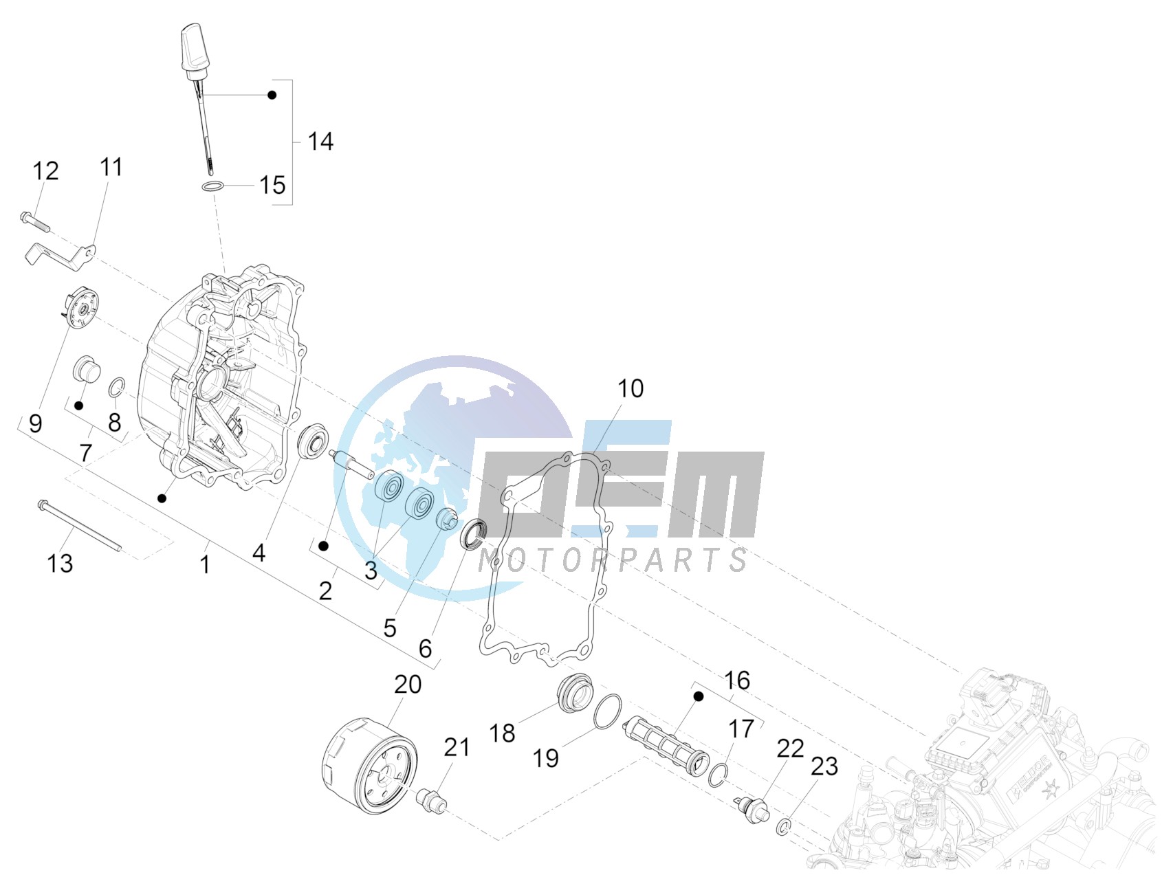 Flywheel magneto cover - Oil filter