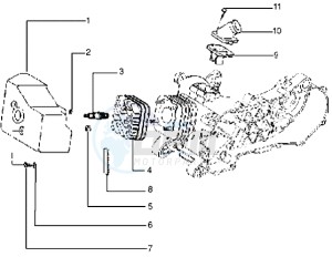 Typhoon 125 drawing Cylinder head - Cooling hood - Inlet and induction pipe