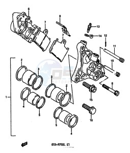 GSX-R750 (J-K-L) drawing FRONT CALIPERS (MODEL J K)