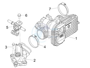 GTV 300 4T 4V ie Touring (NAFTA, APAC) (CN, USA) drawing Throttle body - Injector - Union pipe