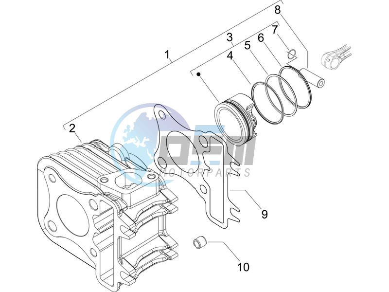 Cylinder - piston - wrist pin unit