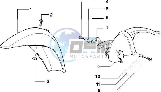 Front and rear mudguard