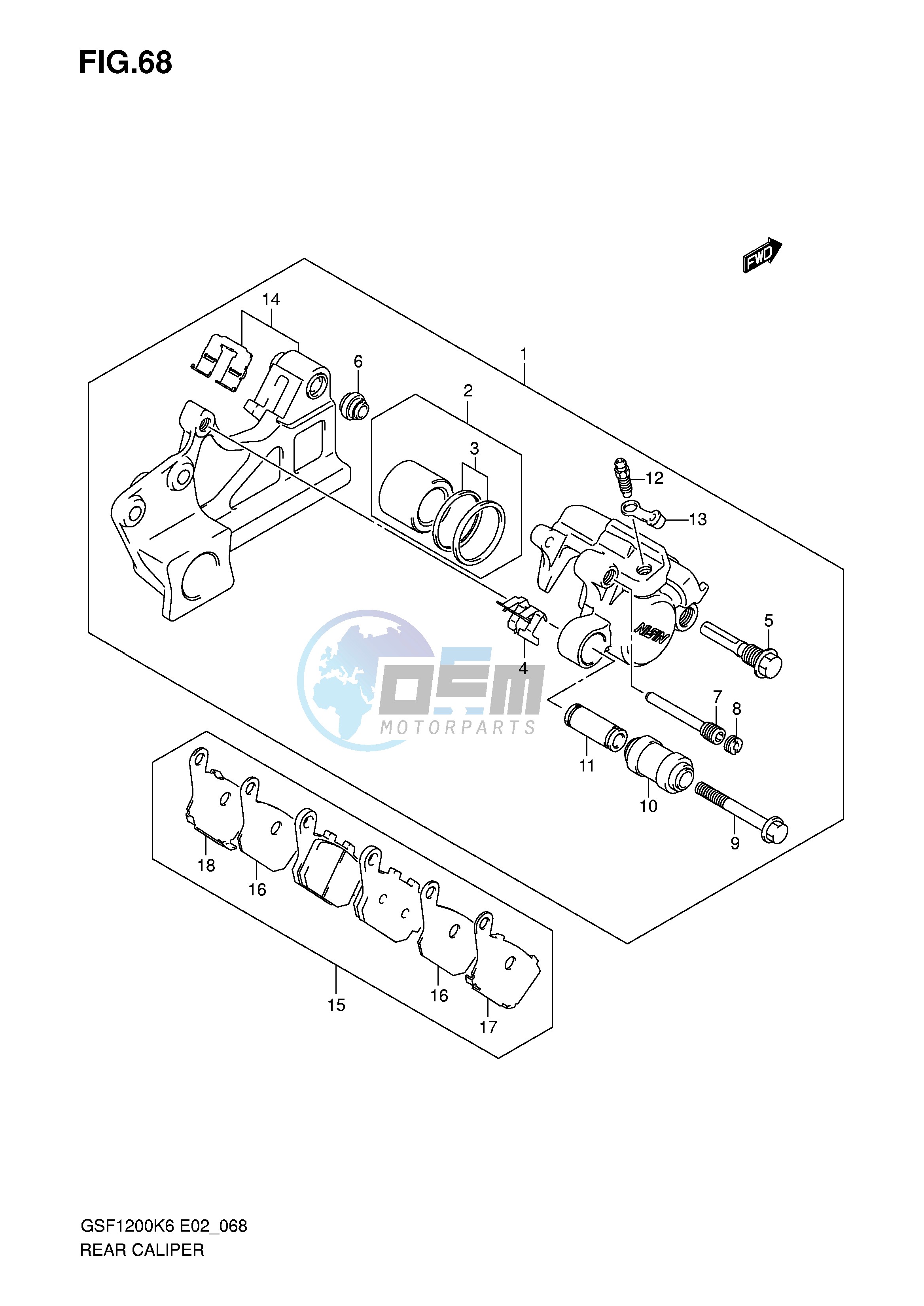 REAR CALIPER (GSF1200K6 SK6)