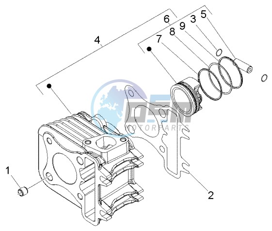 Cylinder-piston-wrist pin assy