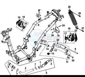 SYMPHONY ST 50 (XB05W4-EU) (E4) (L7-M0) drawing FRAME BODY - ENGINE MOUNT