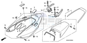 VFR800A9 France - (F / ABS CMF MME TWO) drawing REAR COWL