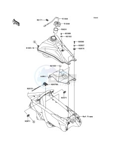 KFX450R KSF450B8F EU drawing Fuel Tank