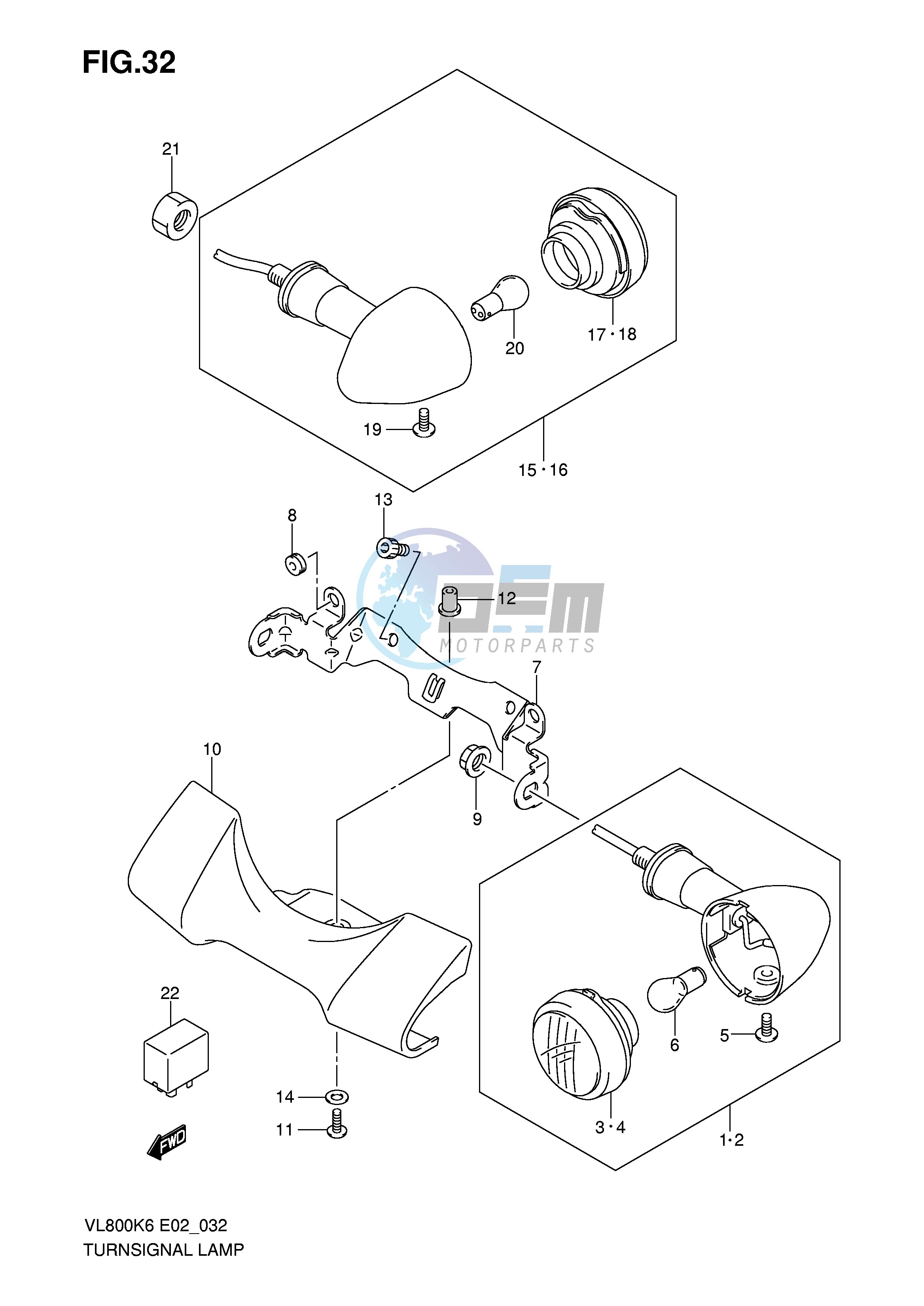 TURNSIGNAL FRONT & REAR LAMP (MODEL K6 K7 K8)