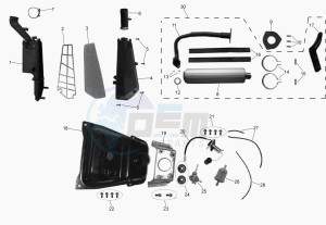 TOREO 50 125 drawing EXHAUST,RADIATOR,TANK, AIRFILTER