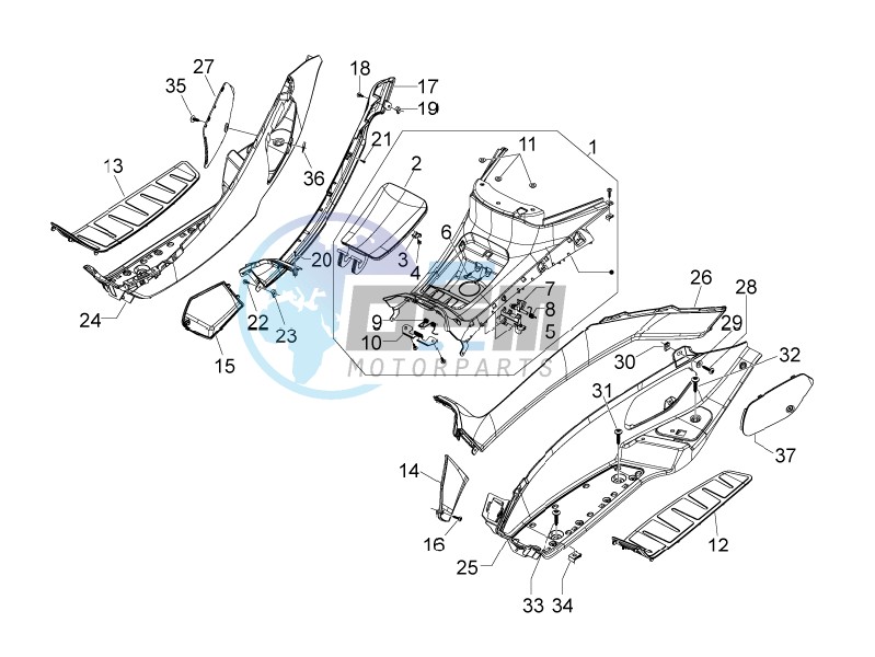 Central cover - Footrests