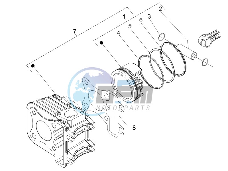 Cylinder-piston-wrist pin unit