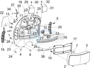 GTV 125 4T (Euro 3) UK drawing Front glovebox - Knee-guard panel