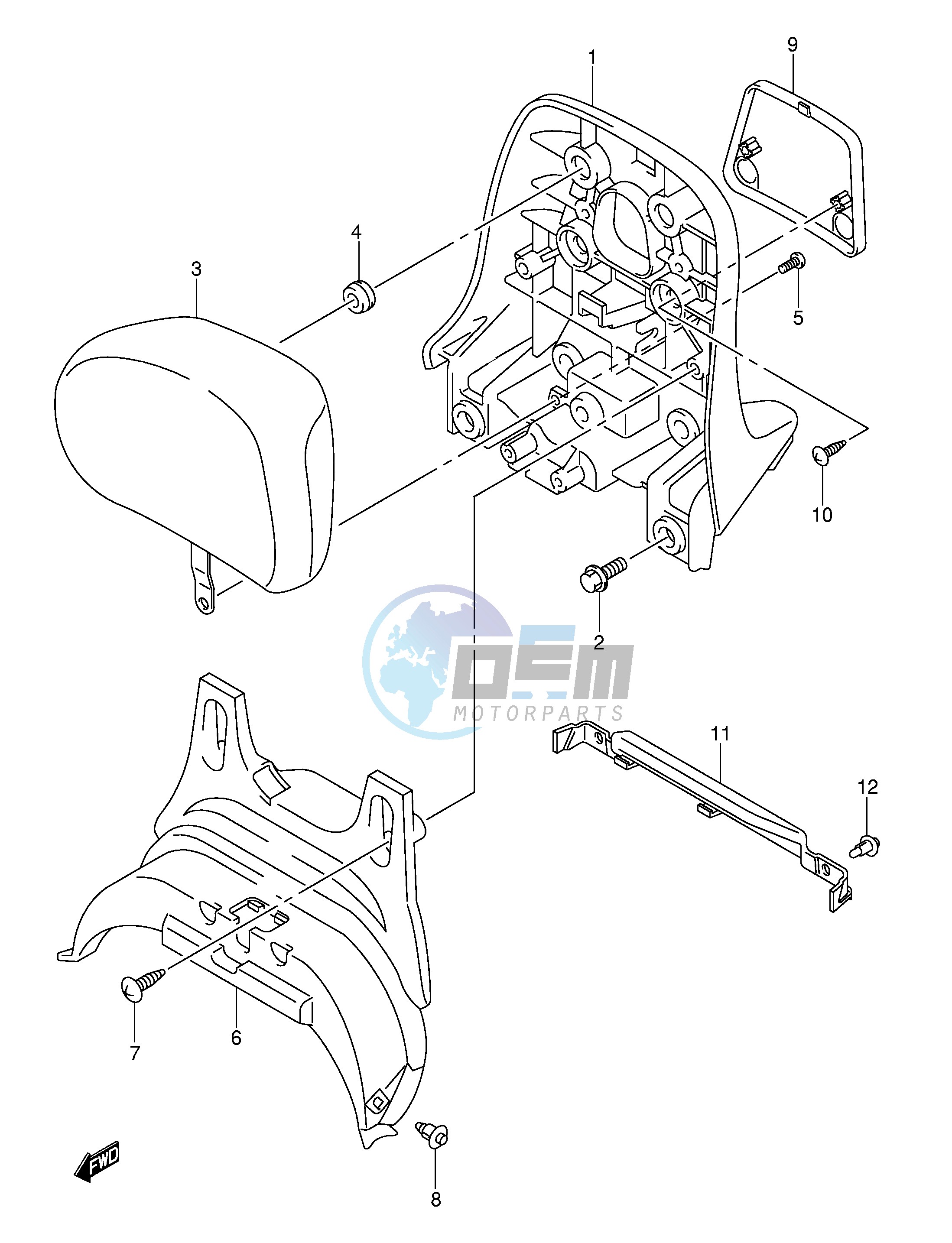 PILLION RIDER HANDLE (CENTER)(MODEL K3)