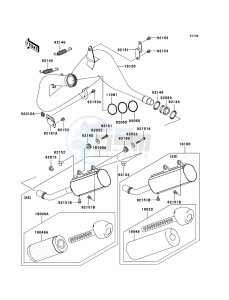 KX250 KX250R8F EU drawing Muffler(s)