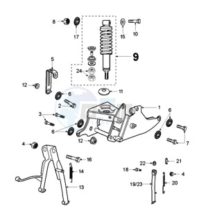 FOX LN BN drawing REAR SHOCK AND STAND