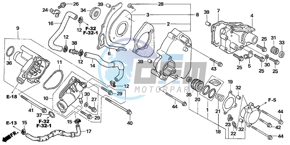 LEFT REAR COVER/WATER PUM P