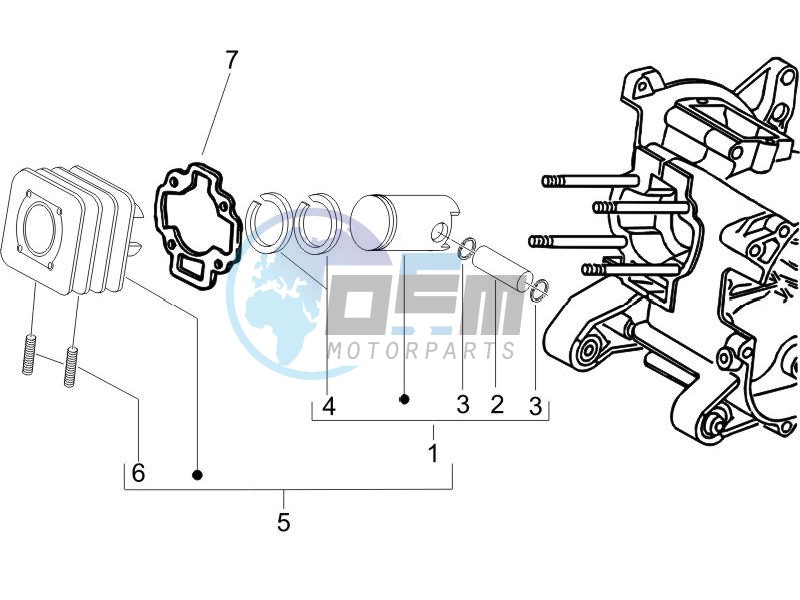 Cylinder-piston-wrist pin unit