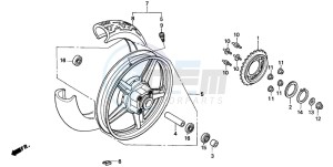 CB250 drawing REAR WHEEL (2)