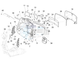 GTS SUPER- SUPER SPORT 150 4T 3V IE ABS E3-E4 (APAC) drawing Front glove-box - Knee-guard panel