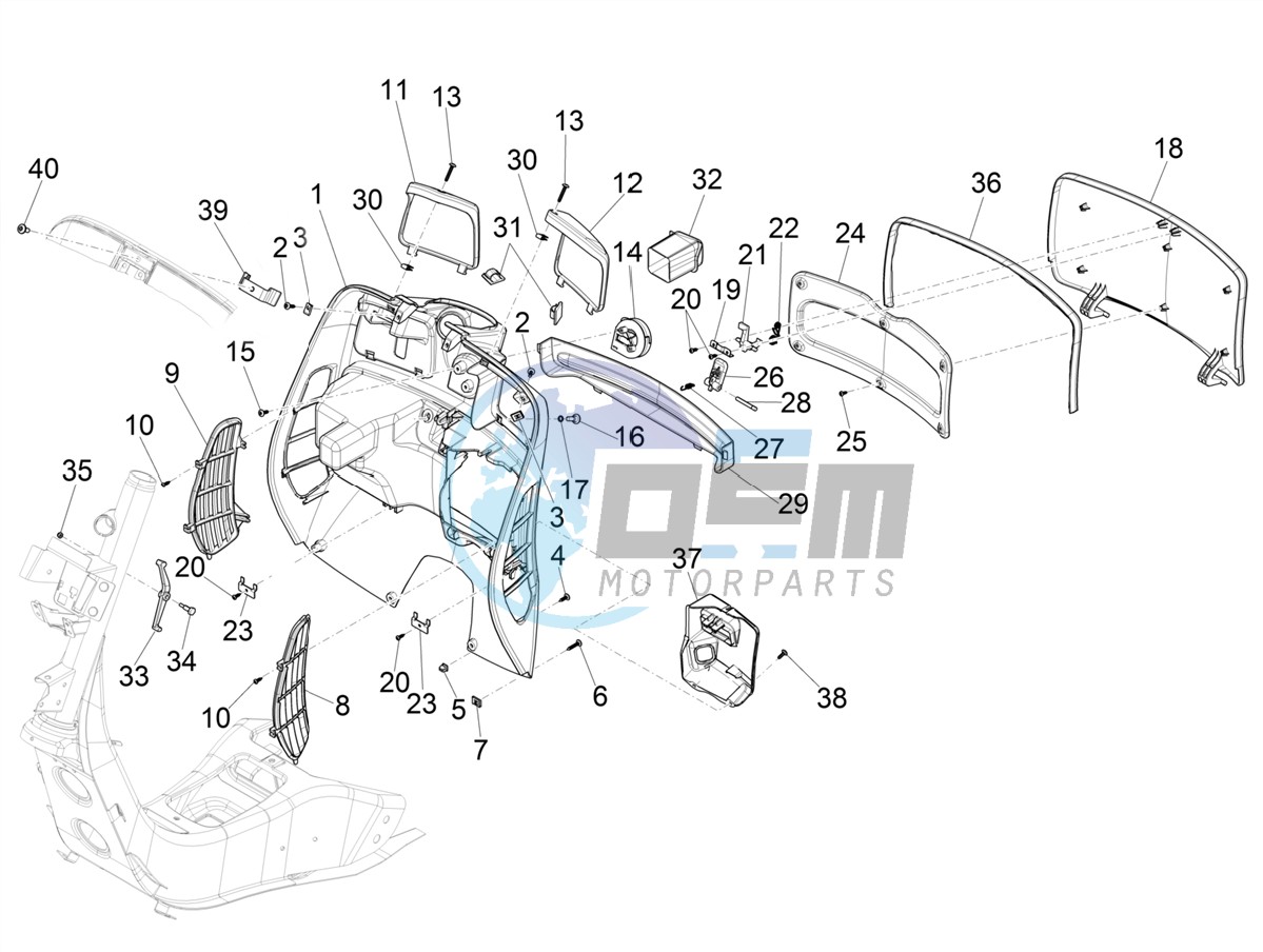 Front glove-box - Knee-guard panel