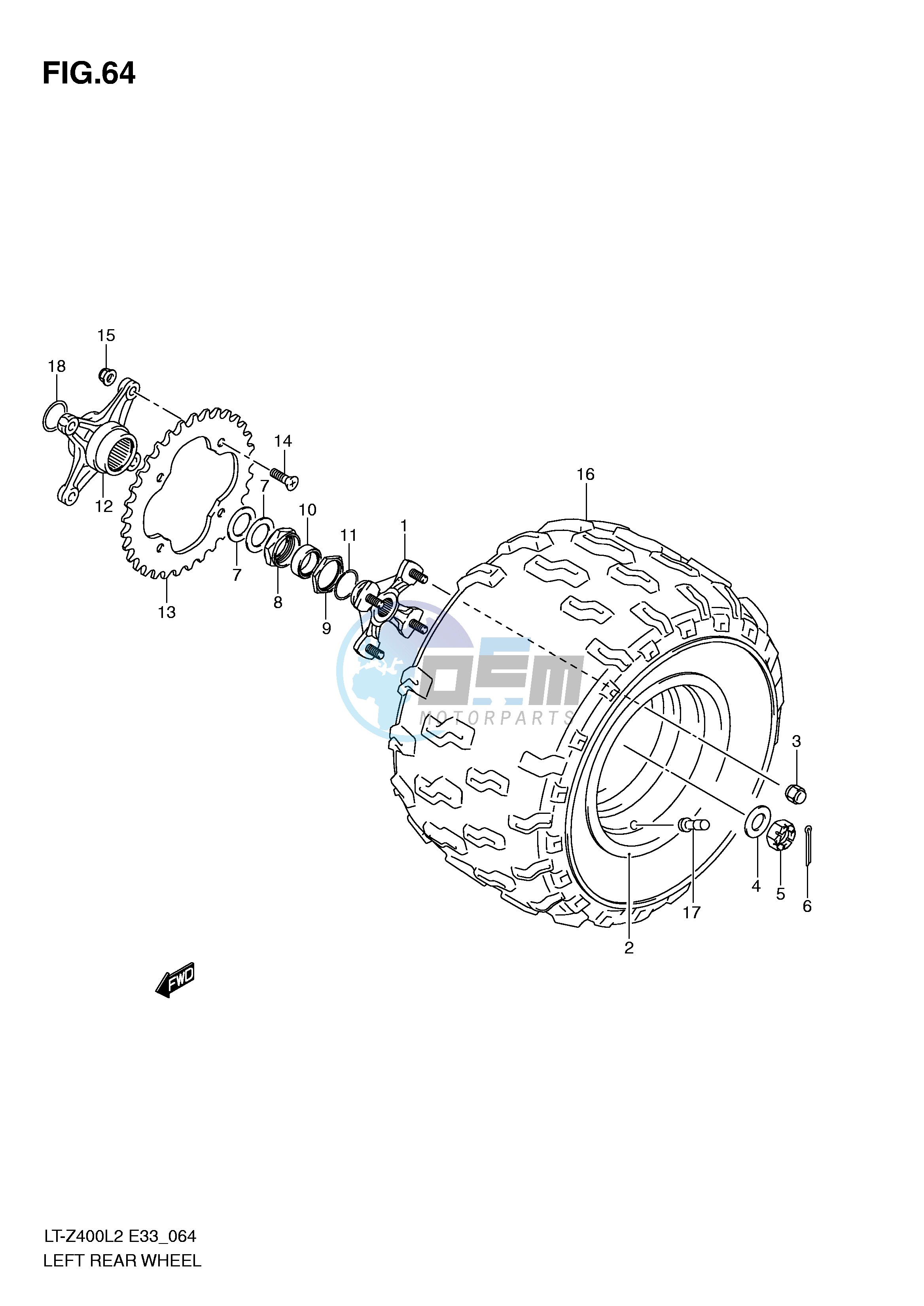 LEFT REAR WHEEL (LT-Z400ZL2 E33)