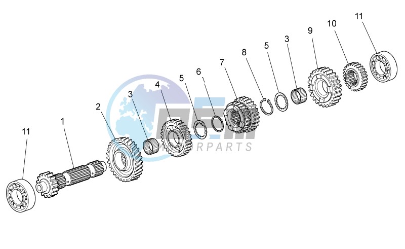 Primary gear shaft