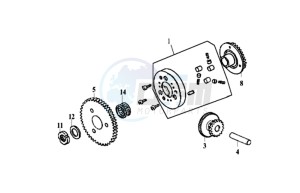 EURO MX 125 DUAL DISK 50 drawing START  CLUTCH OUTER ASSY