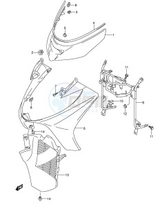 AN250 (E2) Burgman drawing FRONT LEG SHIELD (MODEL K5 K6)