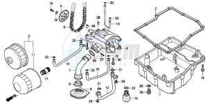 VFR750F drawing OIL FILTER/OIL PUMP (VFR750FL/FM/FN/FP)