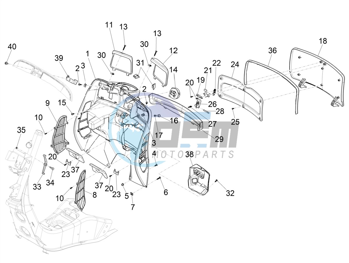 Front glove-box - Knee-guard panel