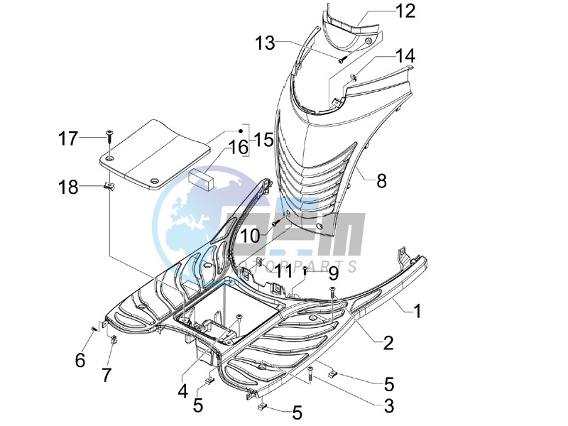 Central cover - Footrests