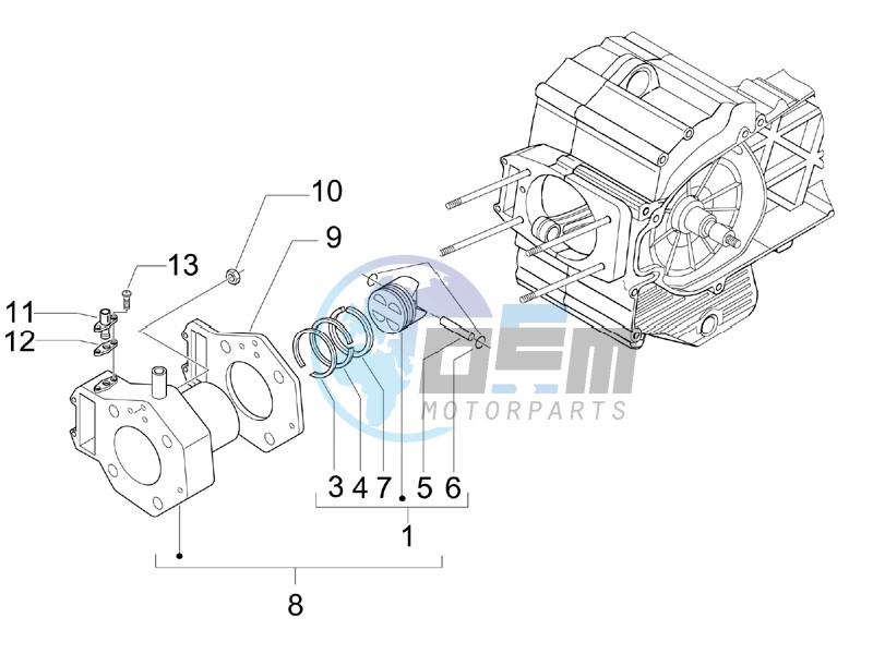 Cylinder-piston-wrist pin unit