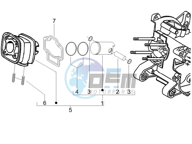 Cylinder-piston-wrist pin unit