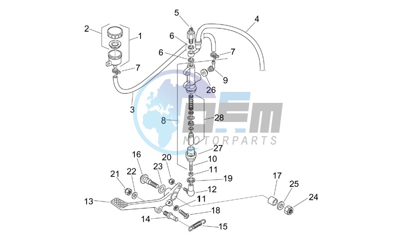 Rear master brake cylinder